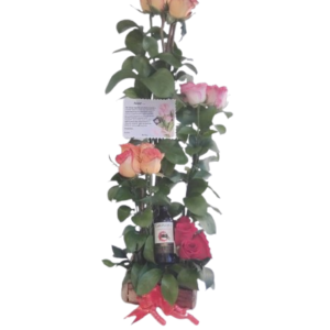 Regalo mágico flores y vino